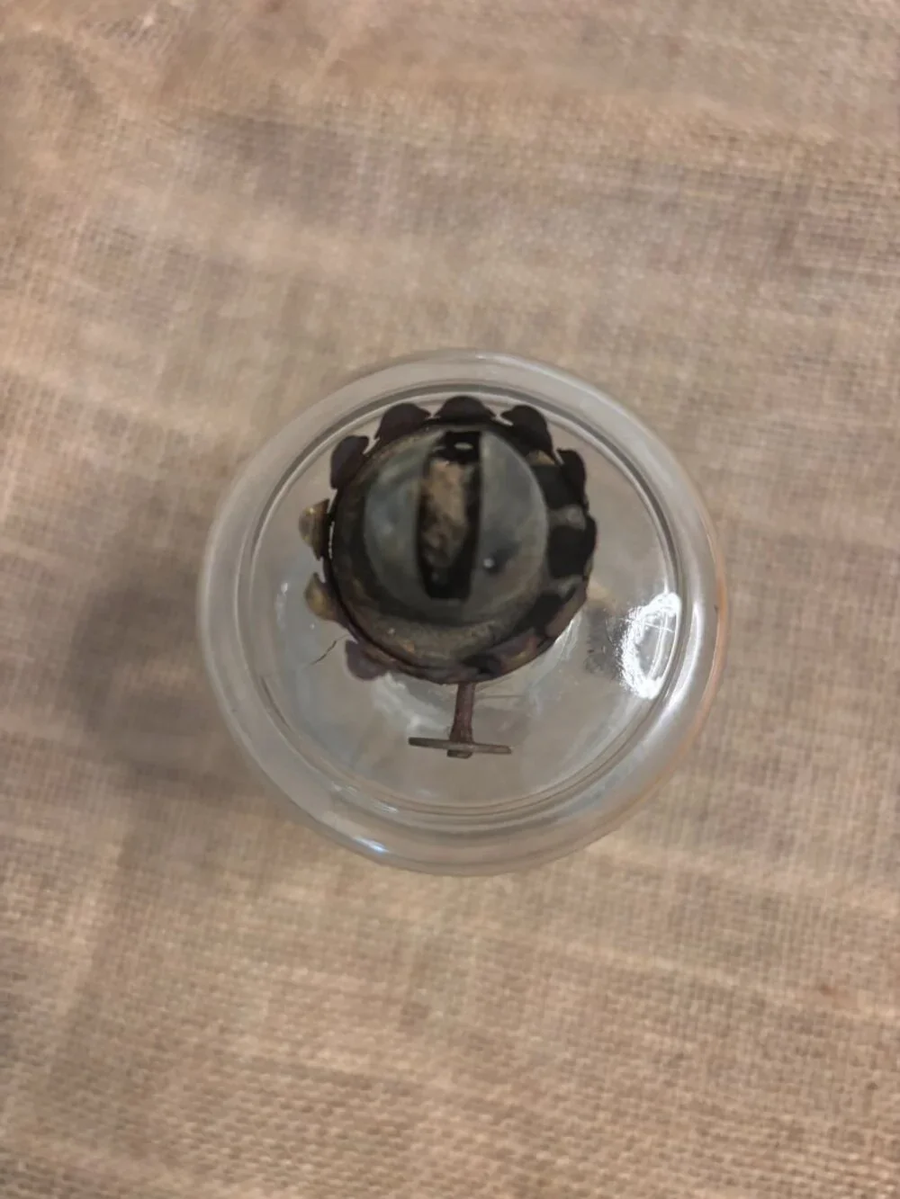 VTG P&A Mfg Co Acorn Miniature Clear Glass Pedestal Oil Lamp